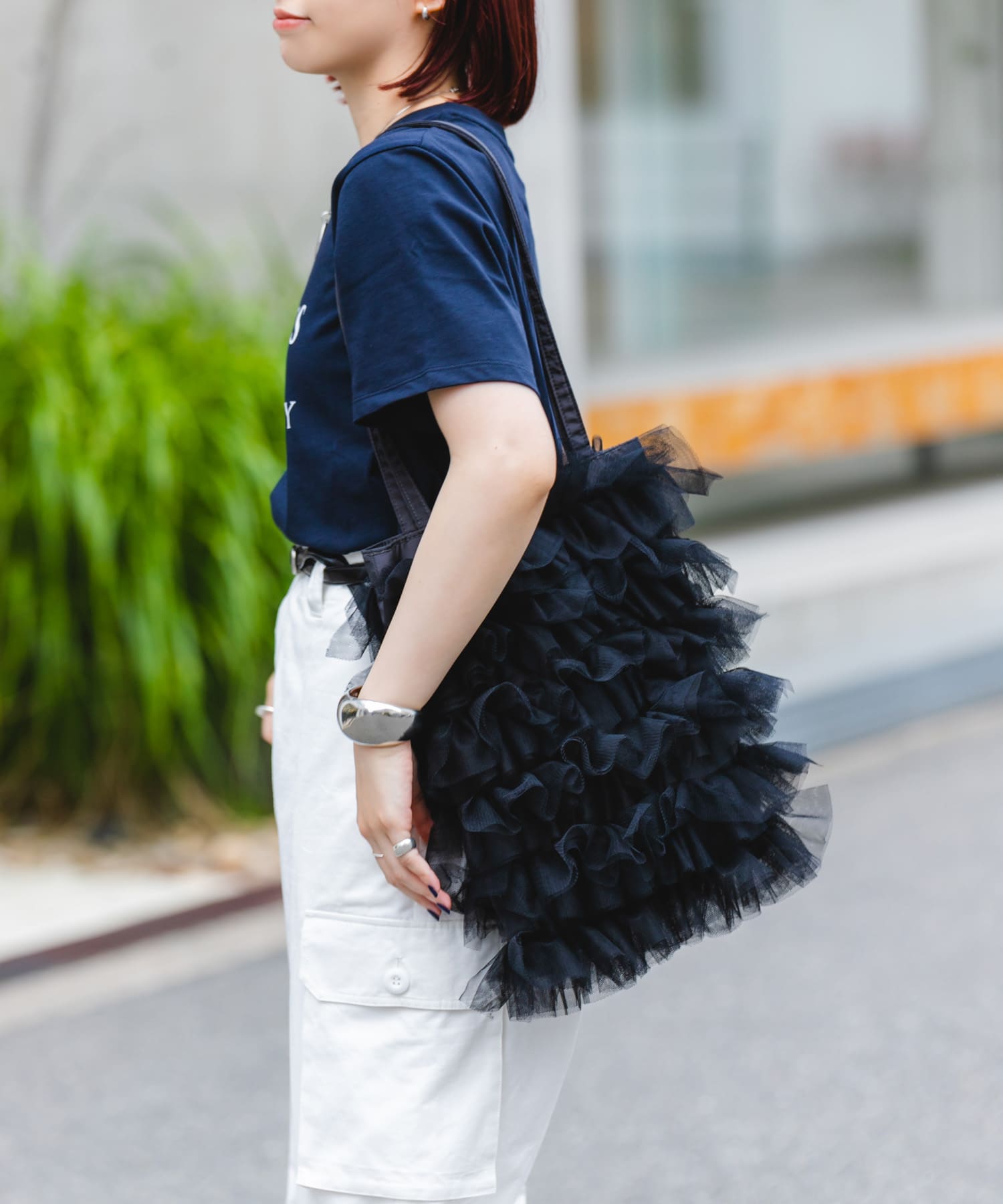 チュールトートバッグ BLACK one