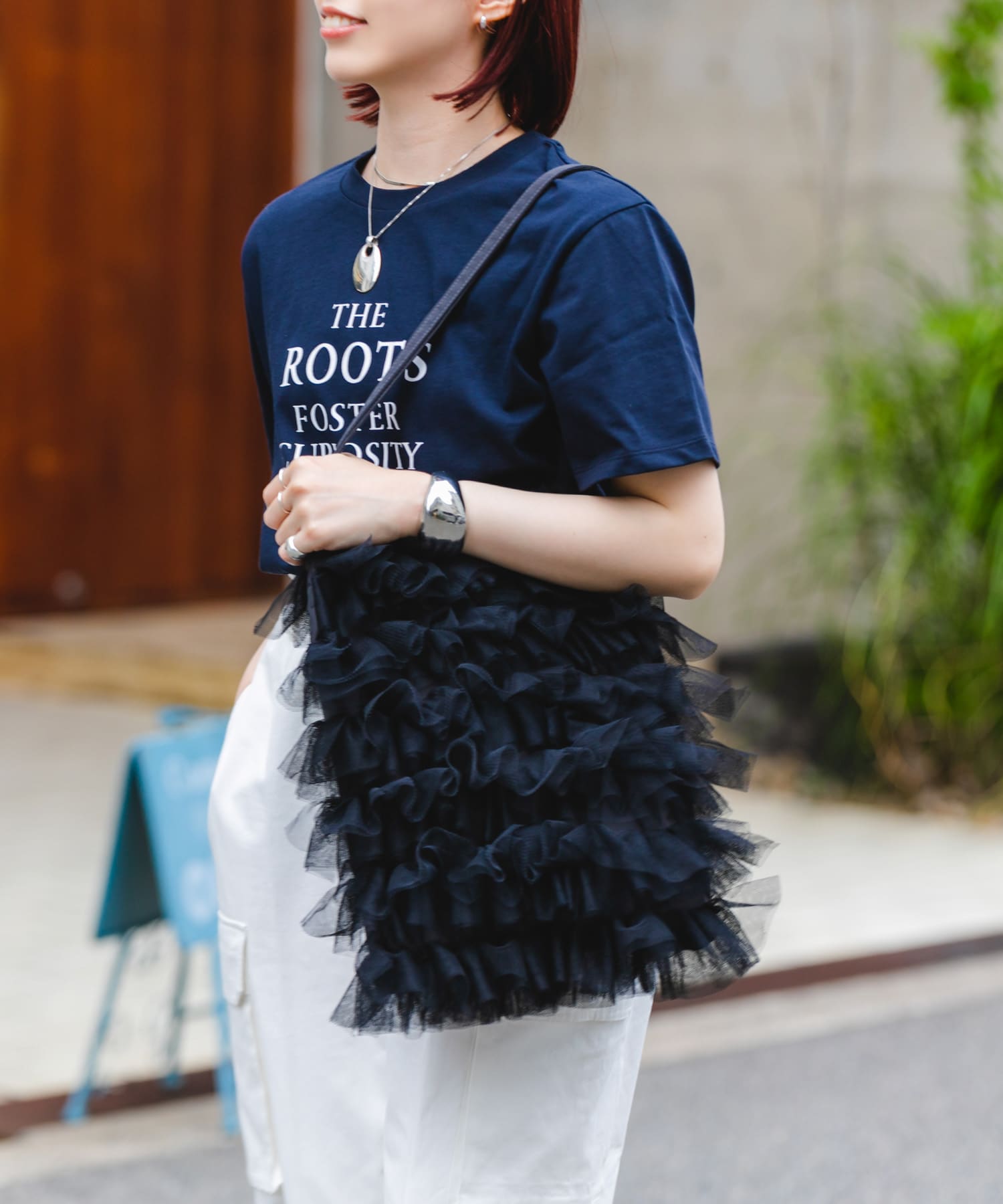 チュールトートバッグ BLACK one