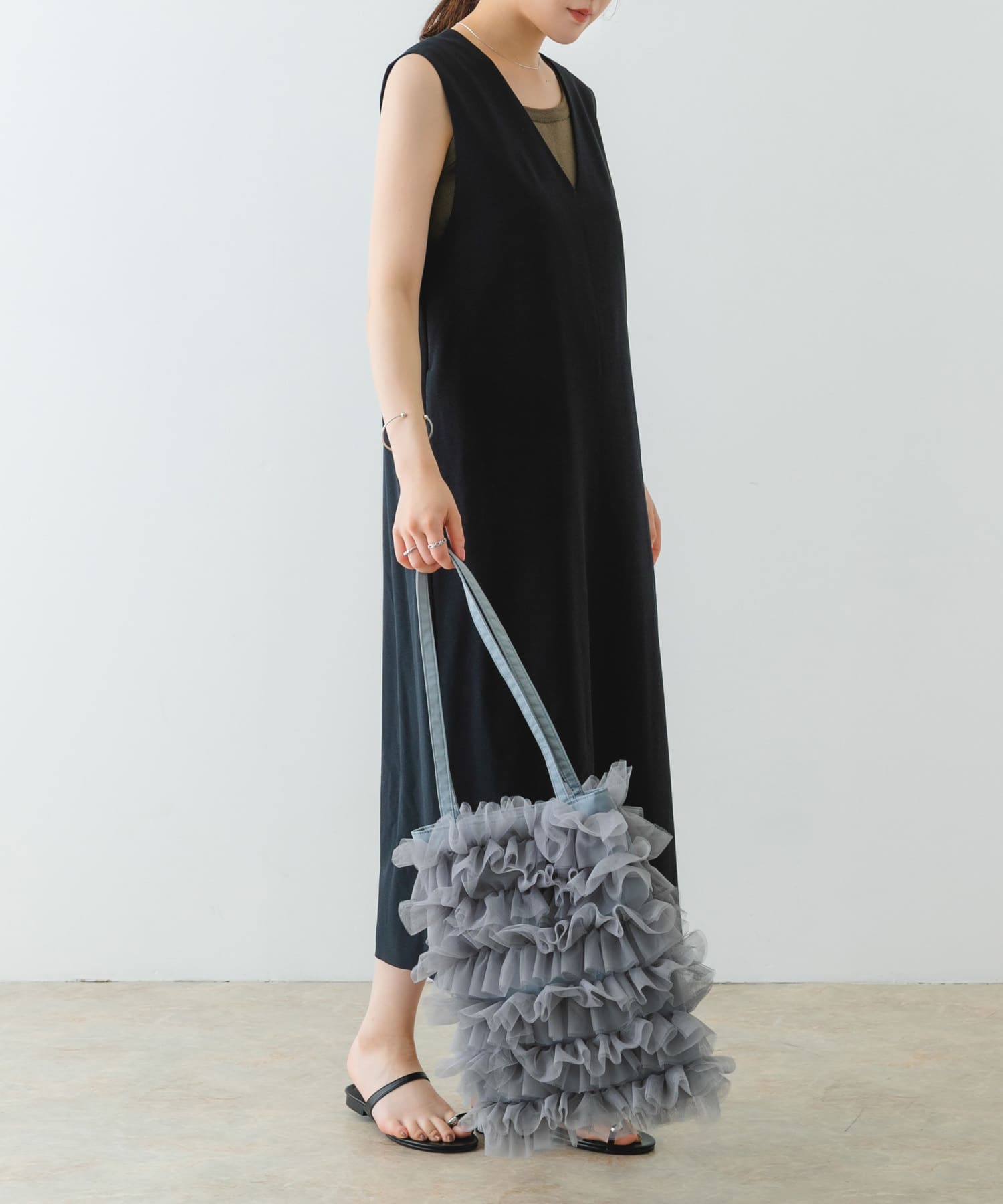 チュールトートバッグ GRAY one