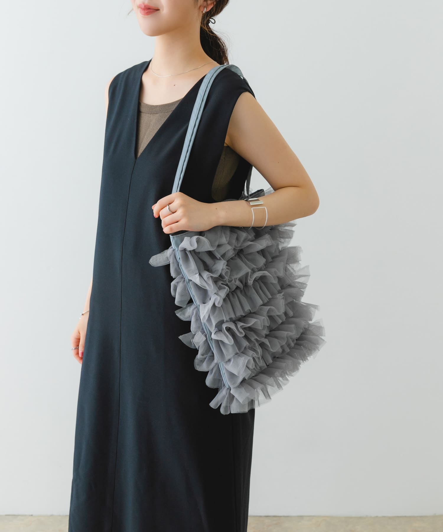 チュールトートバッグ GRAY one