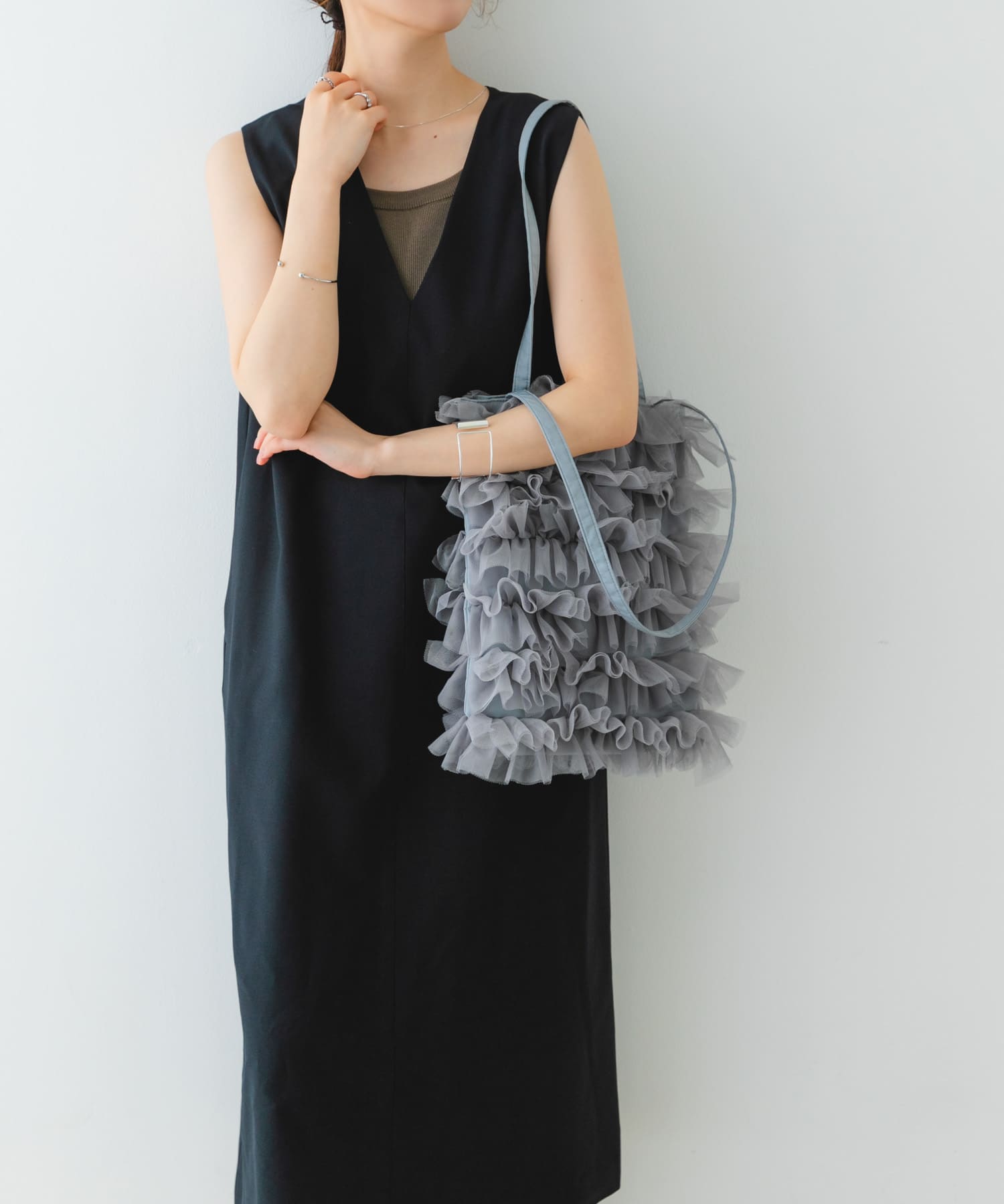 チュールトートバッグ GRAY one