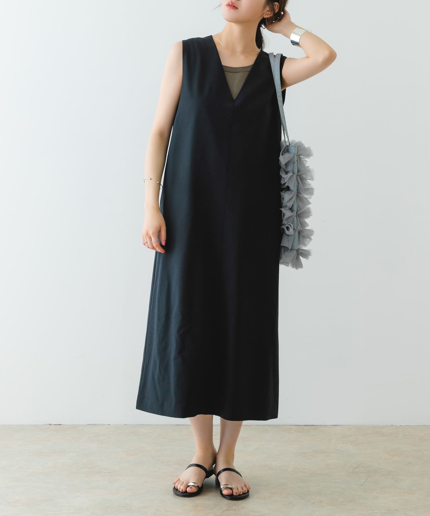 チュールトートバッグ GRAY one