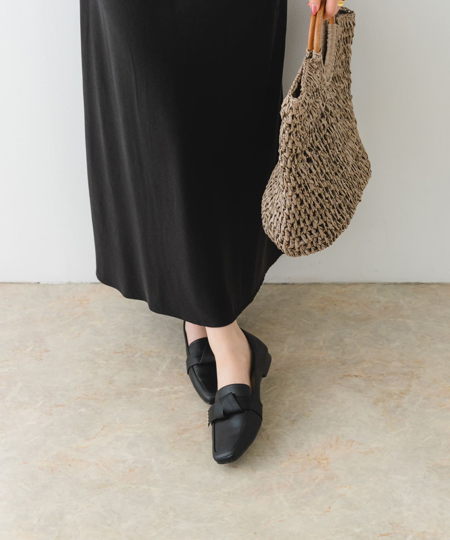 『MADE IN JAPAN』スクエアトゥリボンローファー BLACK 37