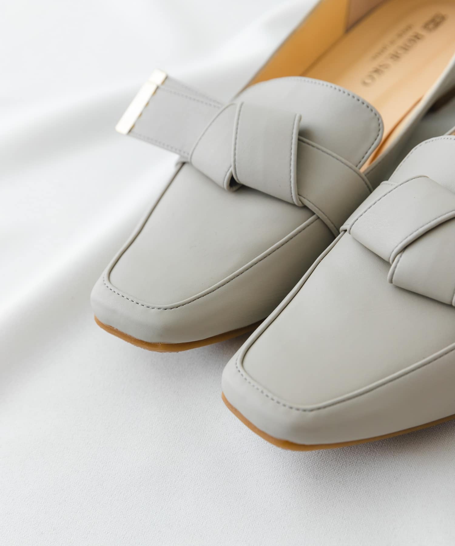 『MADE IN JAPAN』スクエアトゥリボンローファー GRAY 36