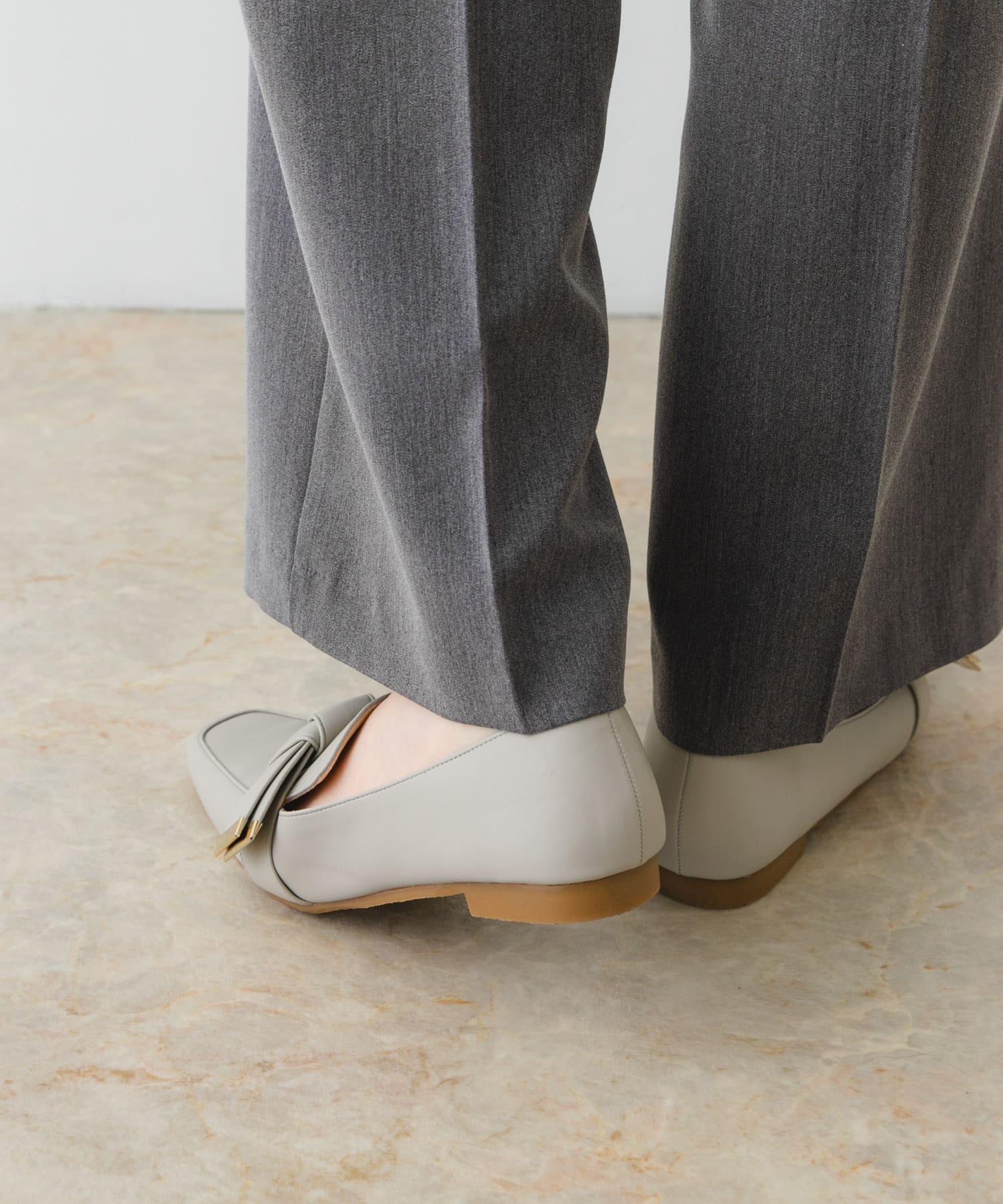 『MADE IN JAPAN』スクエアトゥリボンローファー GRAY 36