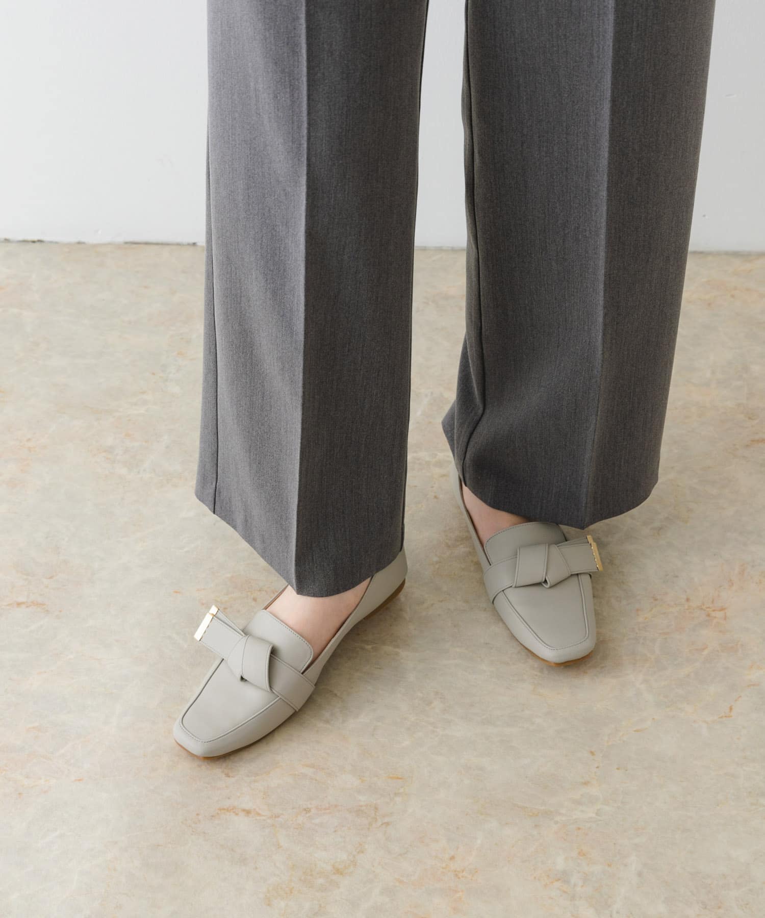 『MADE IN JAPAN』スクエアトゥリボンローファー GRAY 37