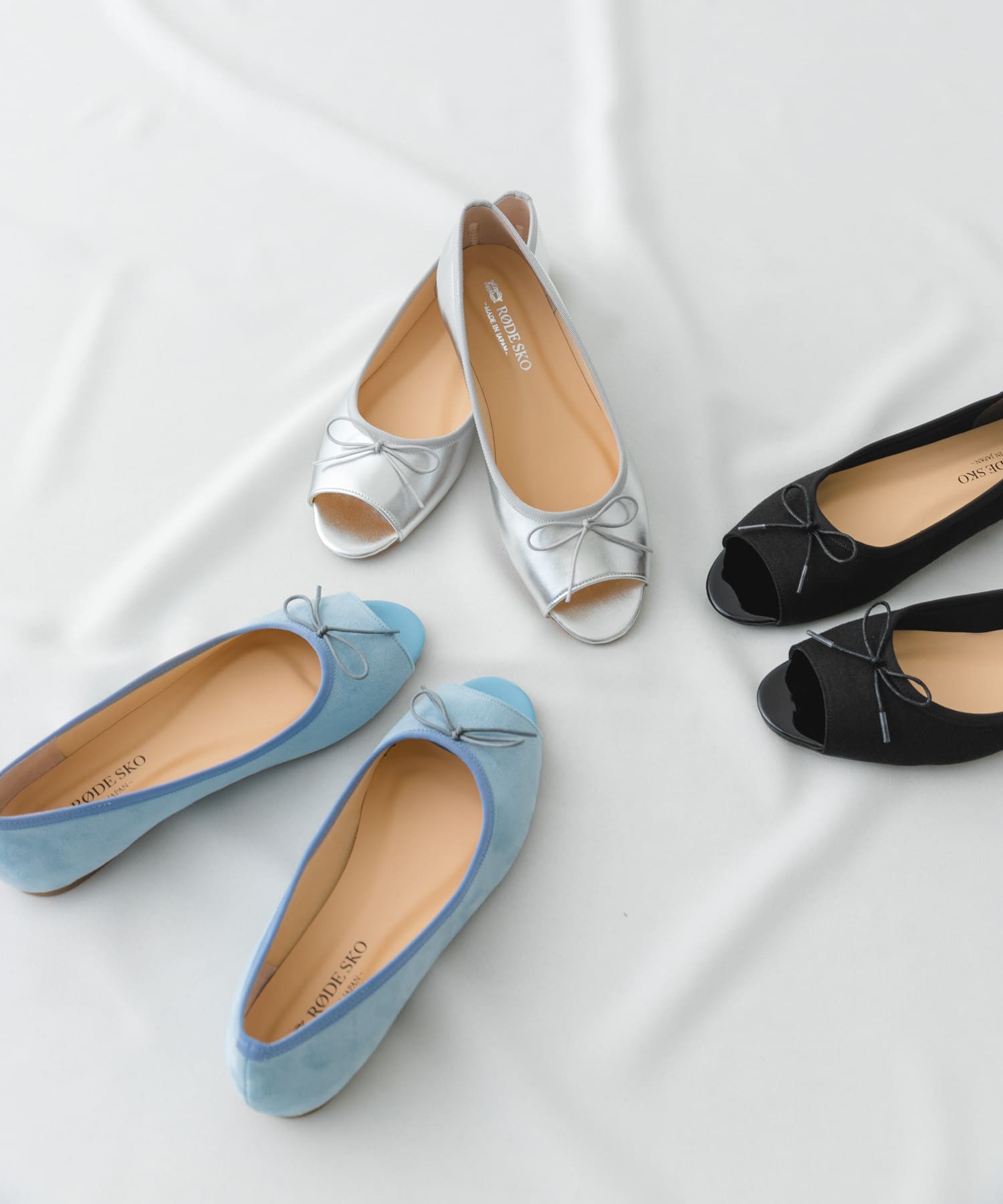 『MADE IN JAPAN』オープントゥリボンパンプス SAX 37