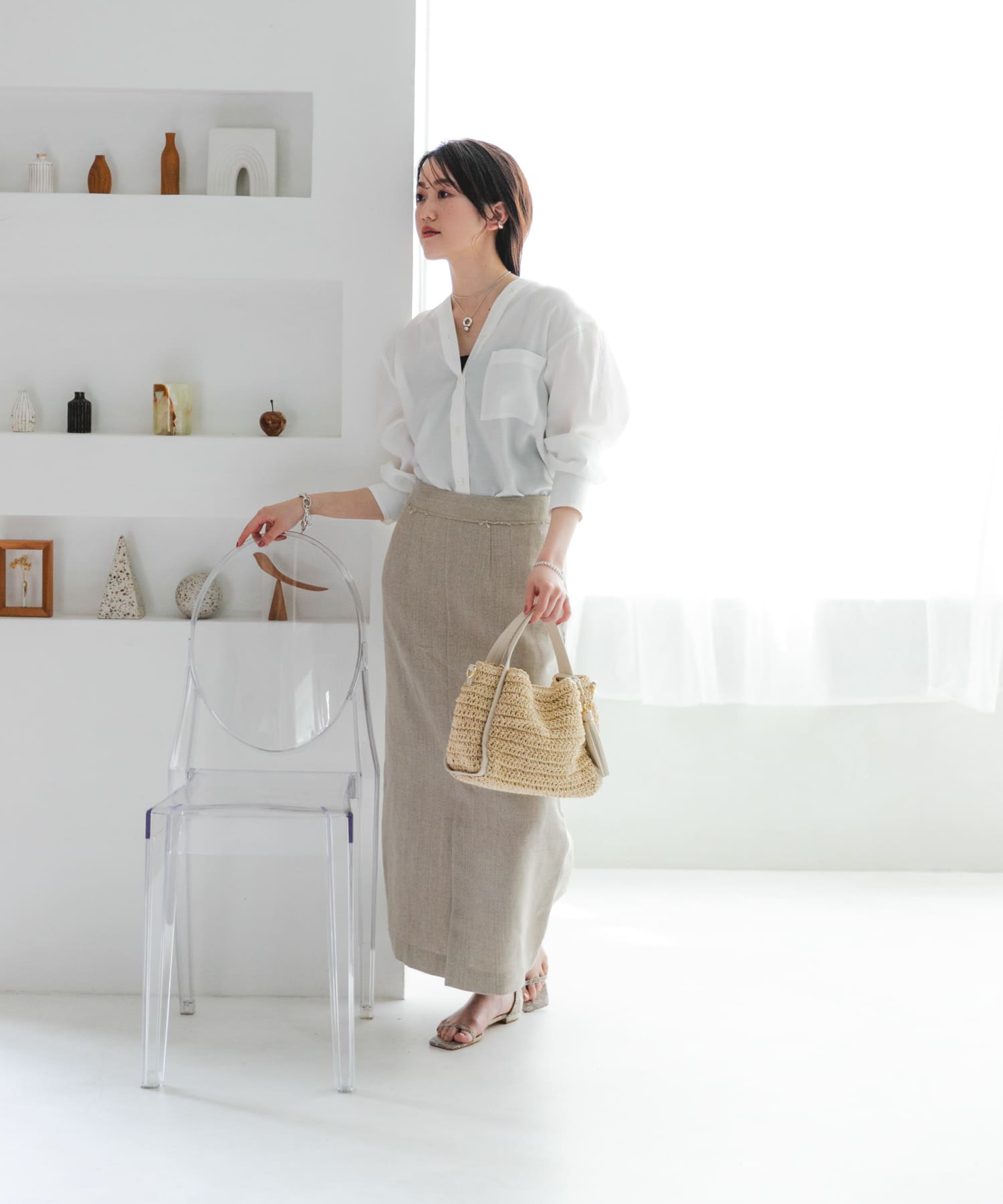 タッセル付ペーパーミニバッグ OFF WHITE one