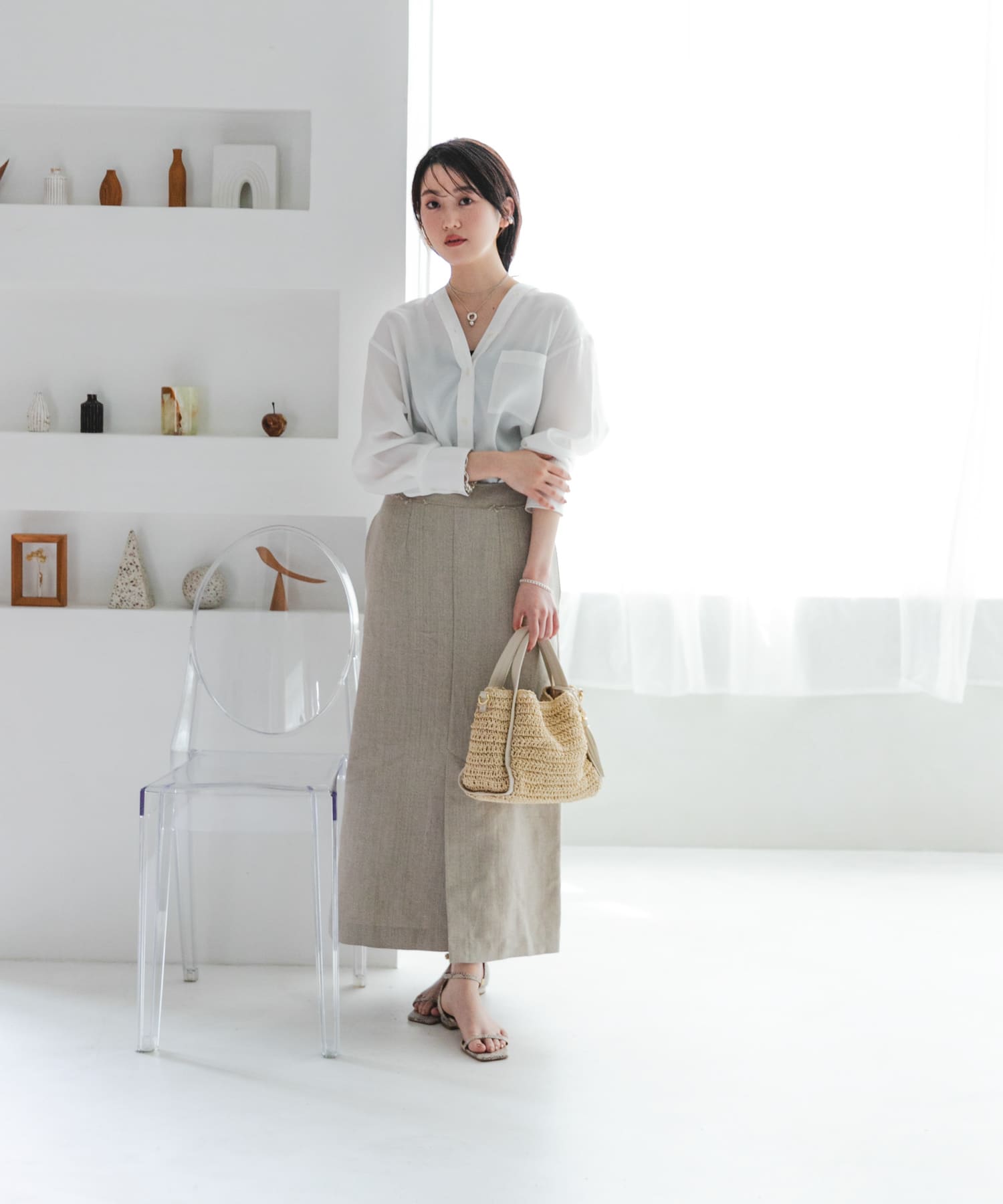 タッセル付ペーパーミニバッグ OFF WHITE one