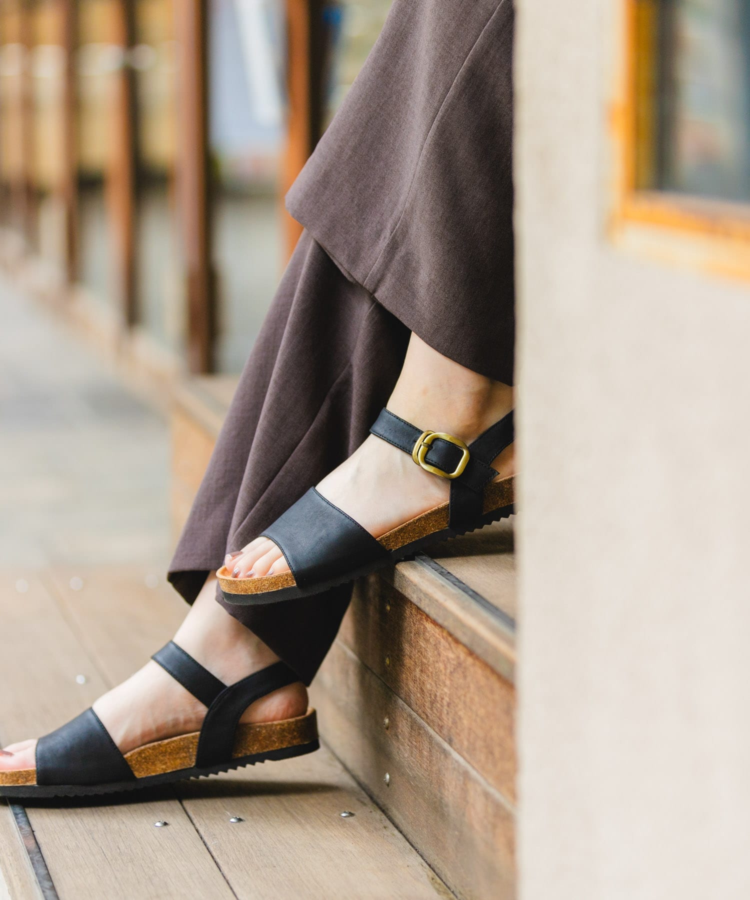 シンプルアンクルサンダル BLACK 36