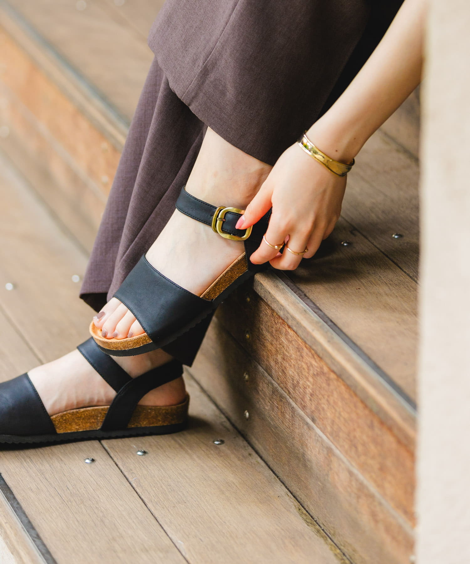 シンプルアンクルサンダル BLACK 36