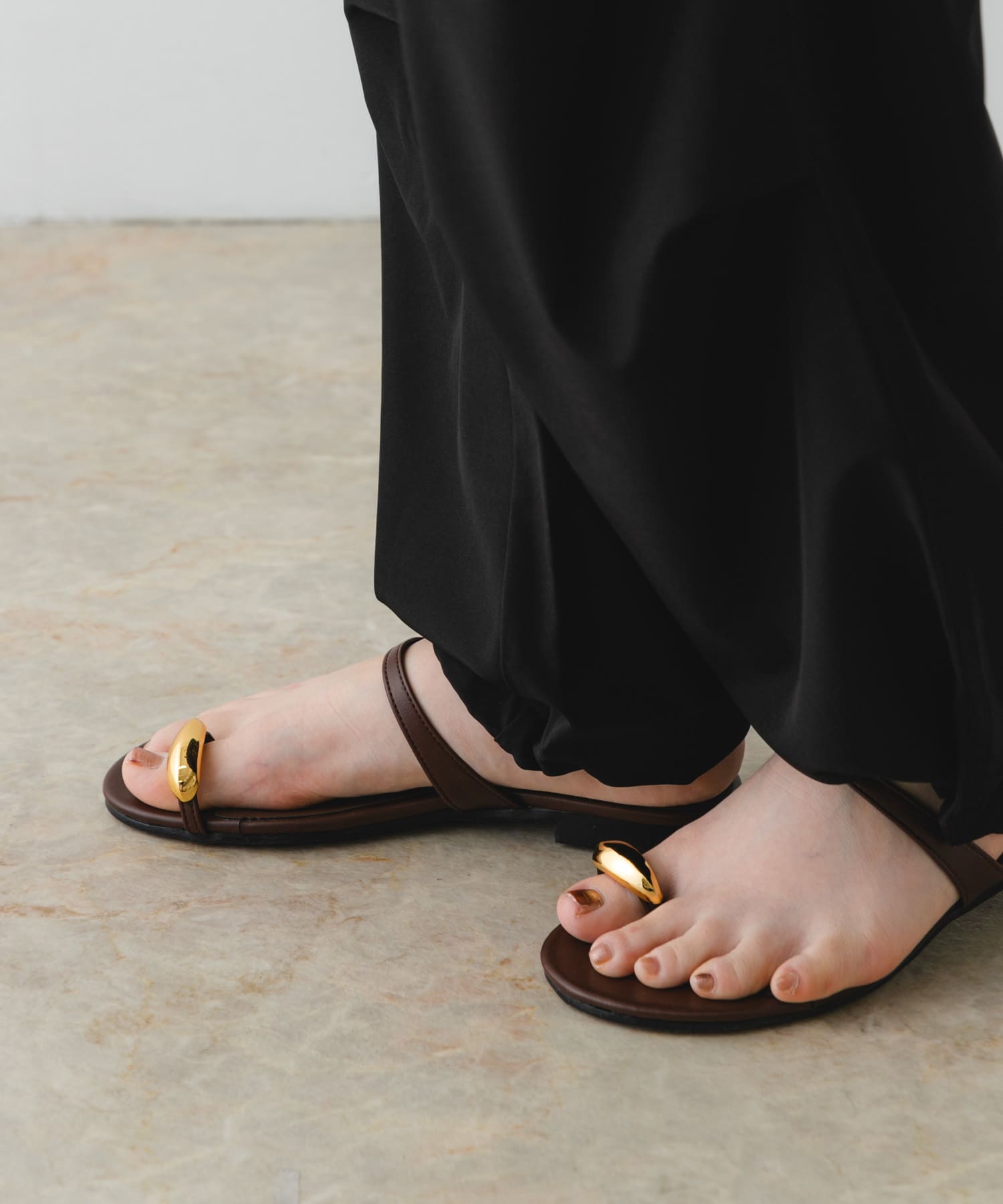 『MADE IN JAPAN』メタルフラットサンダル BROWN 36