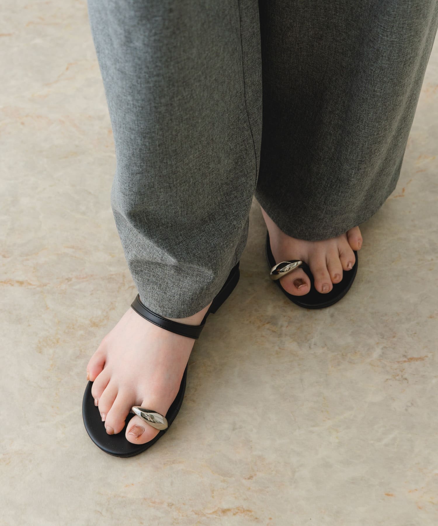 『MADE IN JAPAN』メタルフラットサンダル BLACK 36