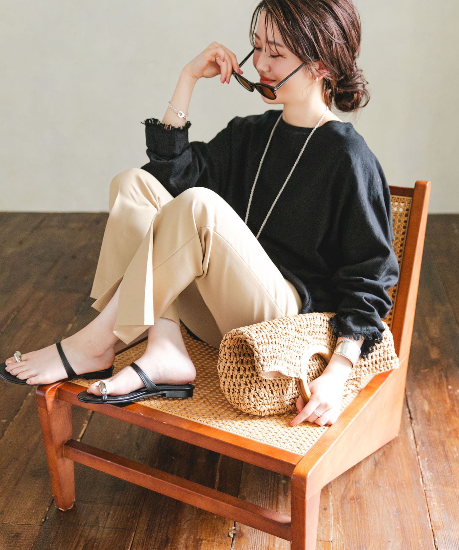 『MADE IN JAPAN』メタルフラットサンダル BLACK 38