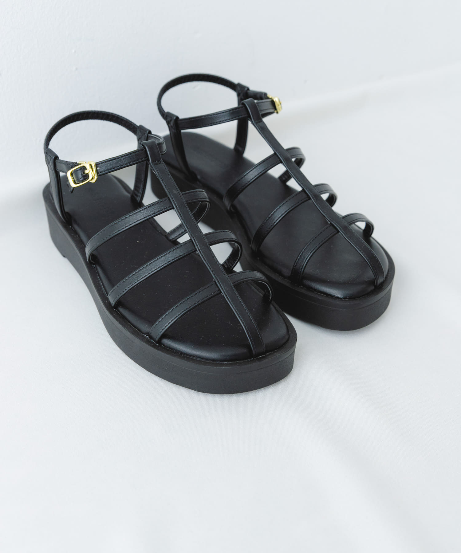 スリムストラップサンダル BLACK 36