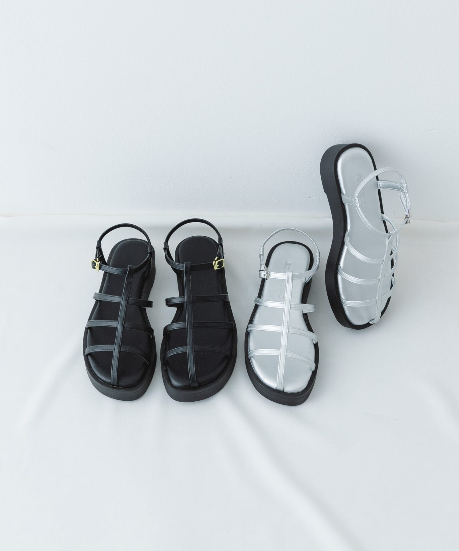スリムストラップサンダル BLACK 38