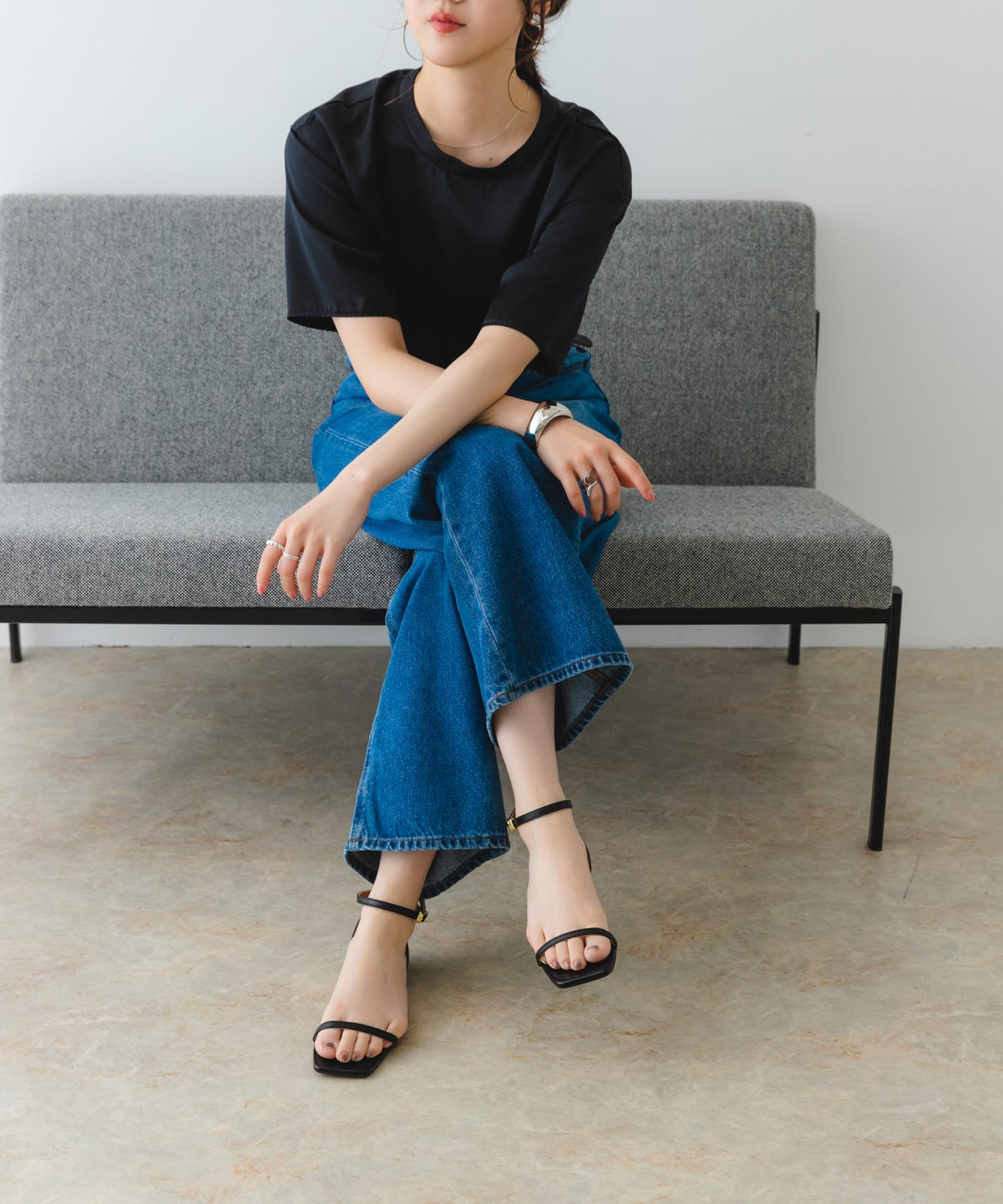 アンクルストラップサンダル BLACK 36