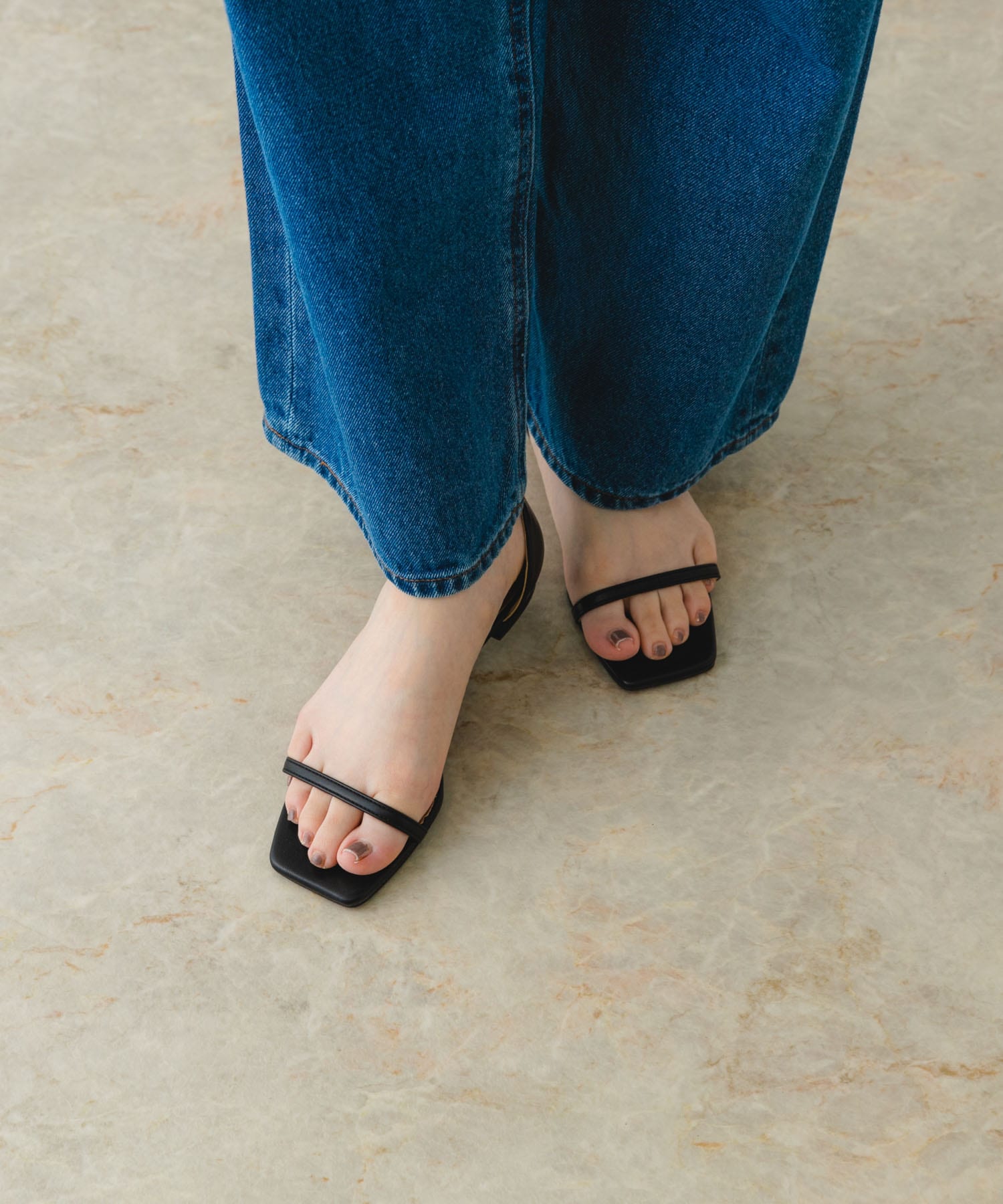 アンクルストラップサンダル BLACK 36