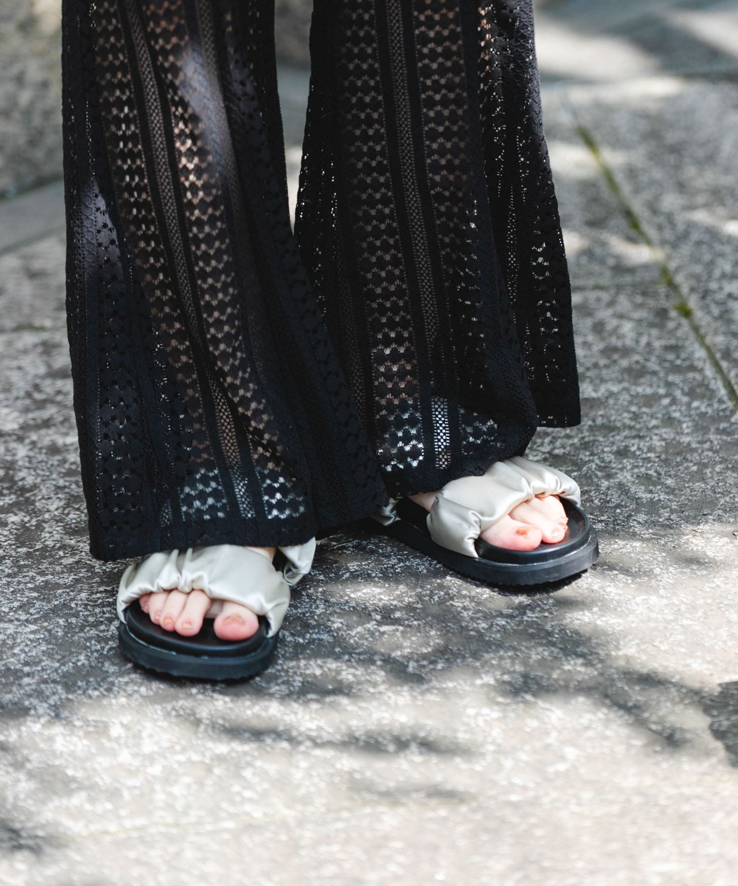 ギャザースライドサンダル LIGHT GRAY 36