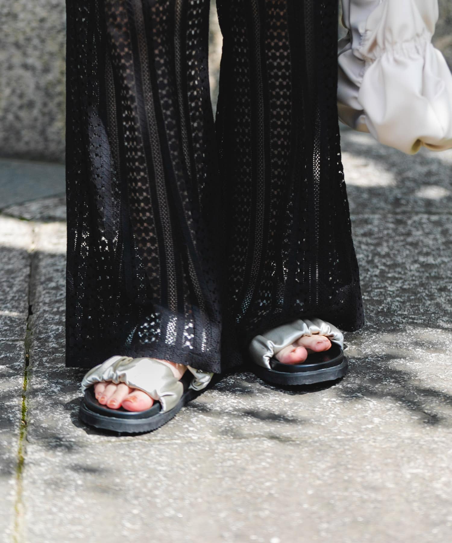 ギャザースライドサンダル LIGHT GRAY 36