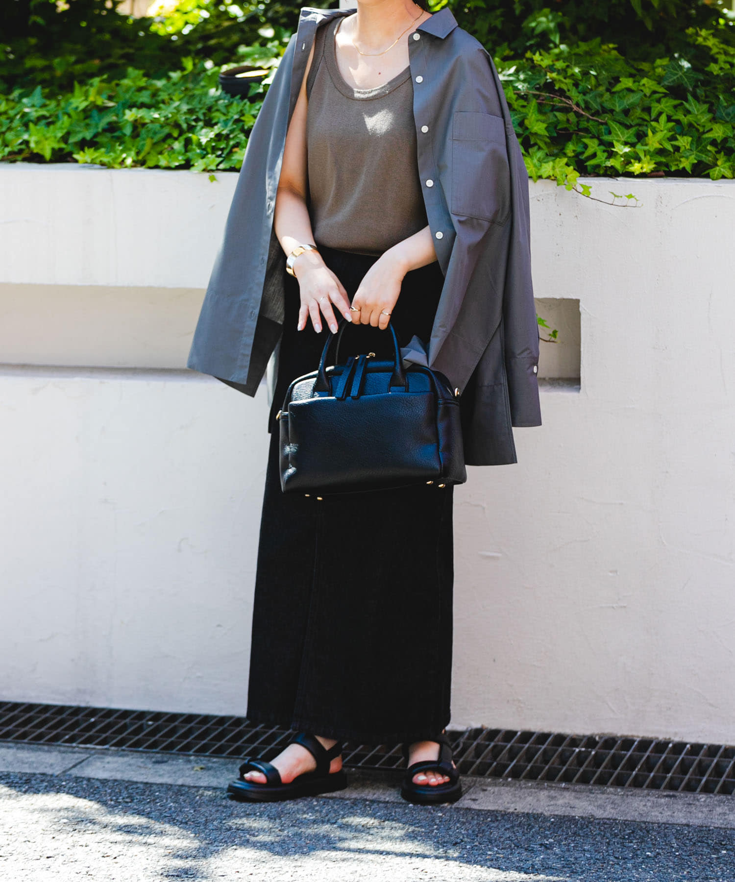 ストラップパフサンダル BLACK 36