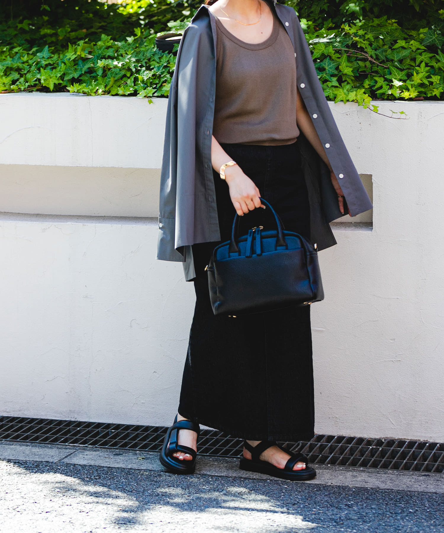 ストラップパフサンダル BLACK 36