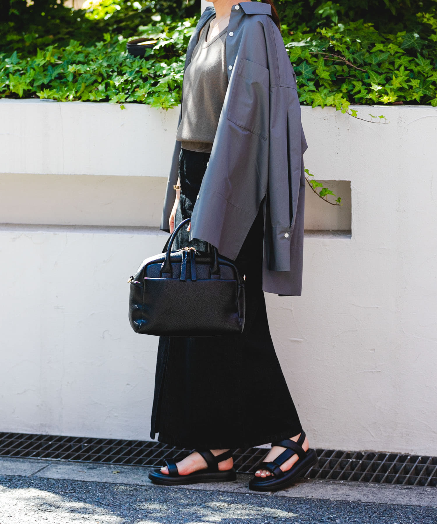 ストラップパフサンダル BLACK 36