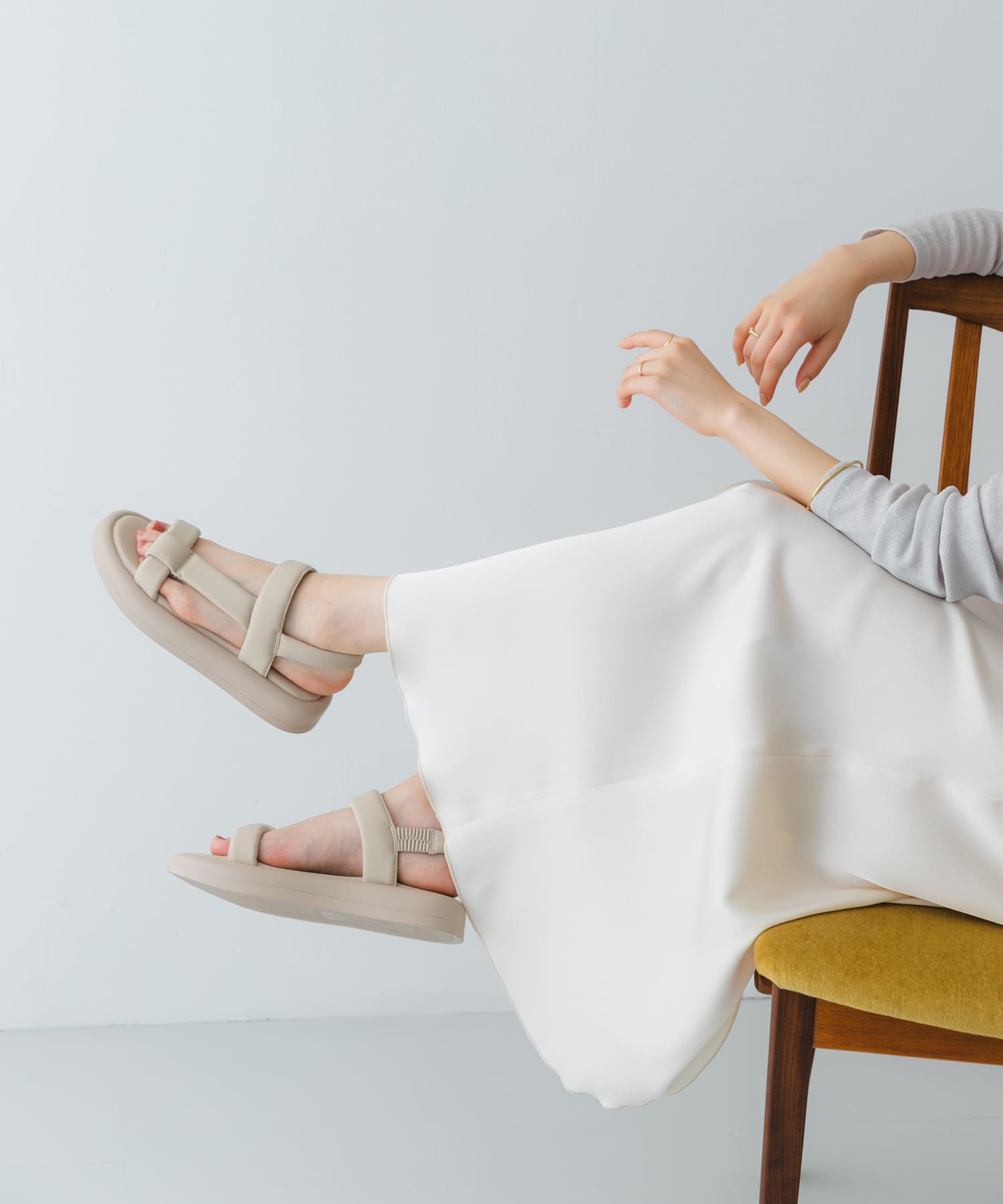 ストラップパフサンダル LIGHT GRAY 36