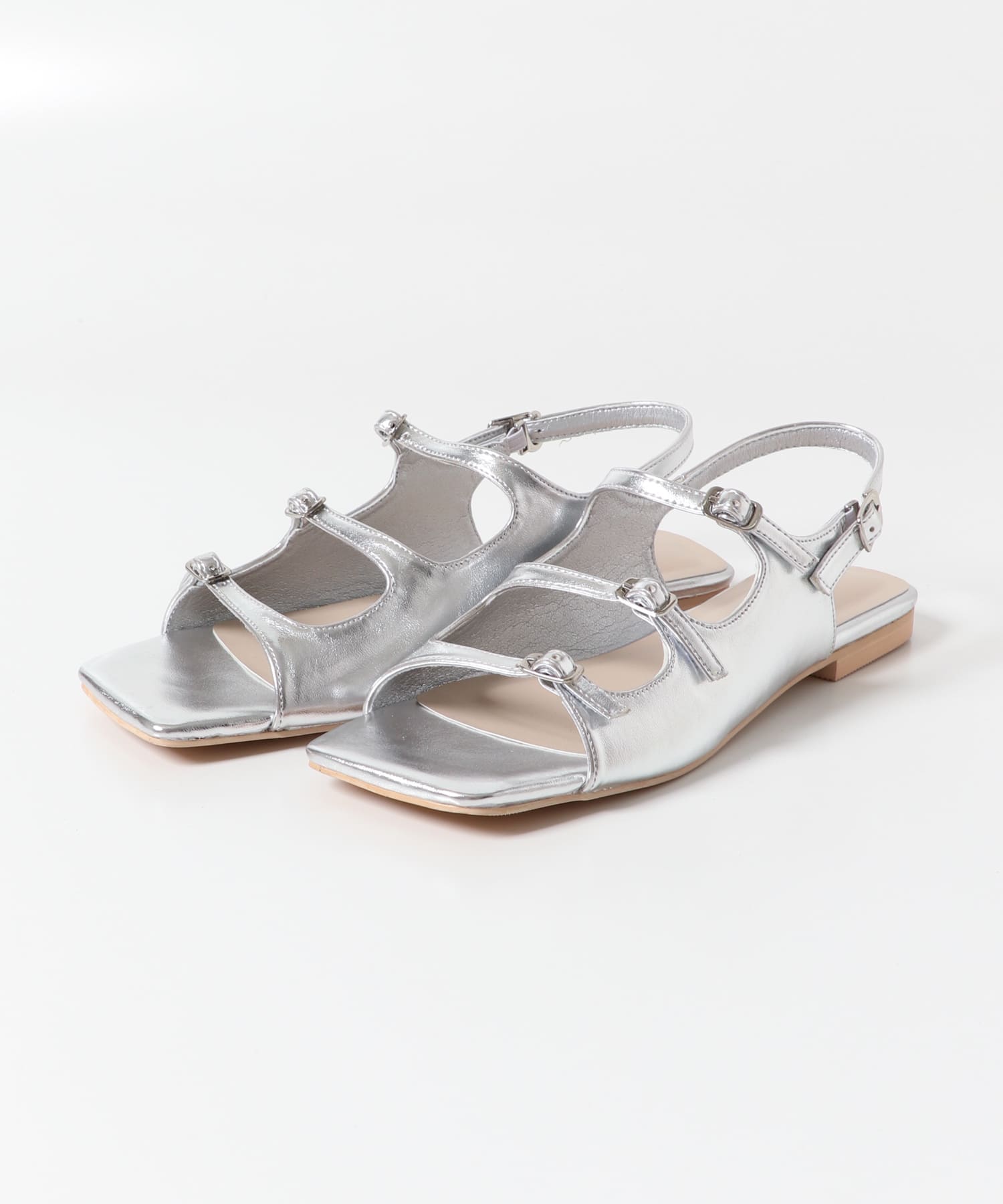 ベルトフラットサンダル SILVER 37