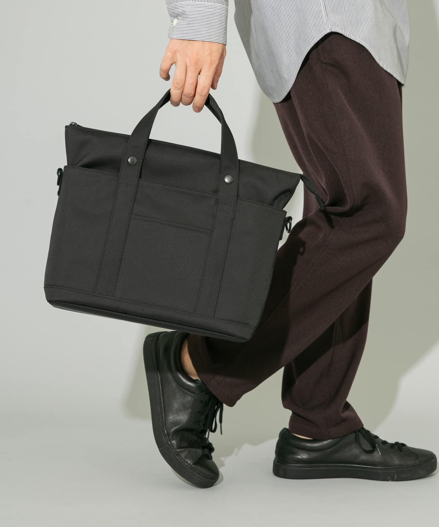 撥水2WAYミドルトートバッグ BLACK one