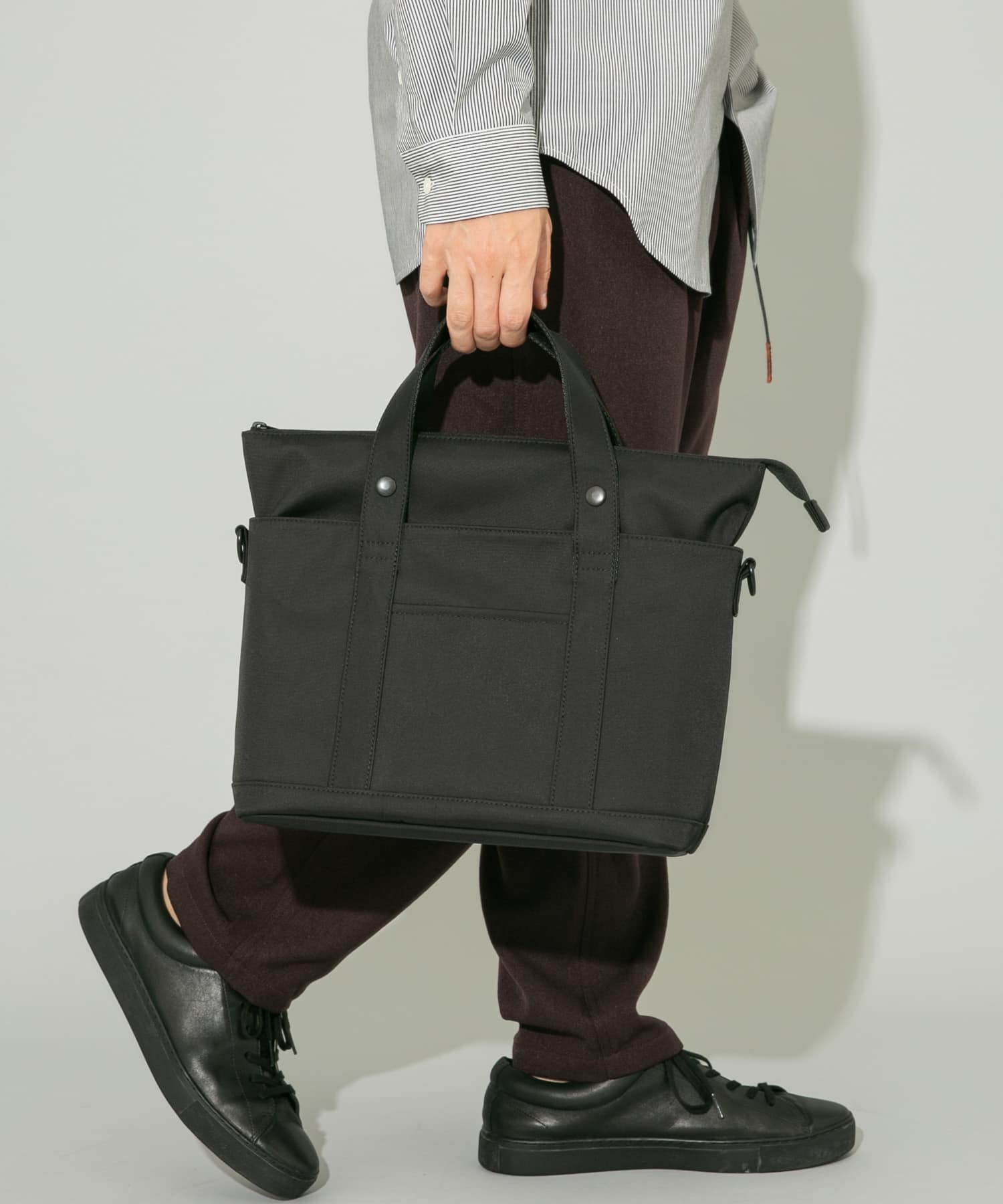 撥水2WAYミドルトートバッグ BLACK one