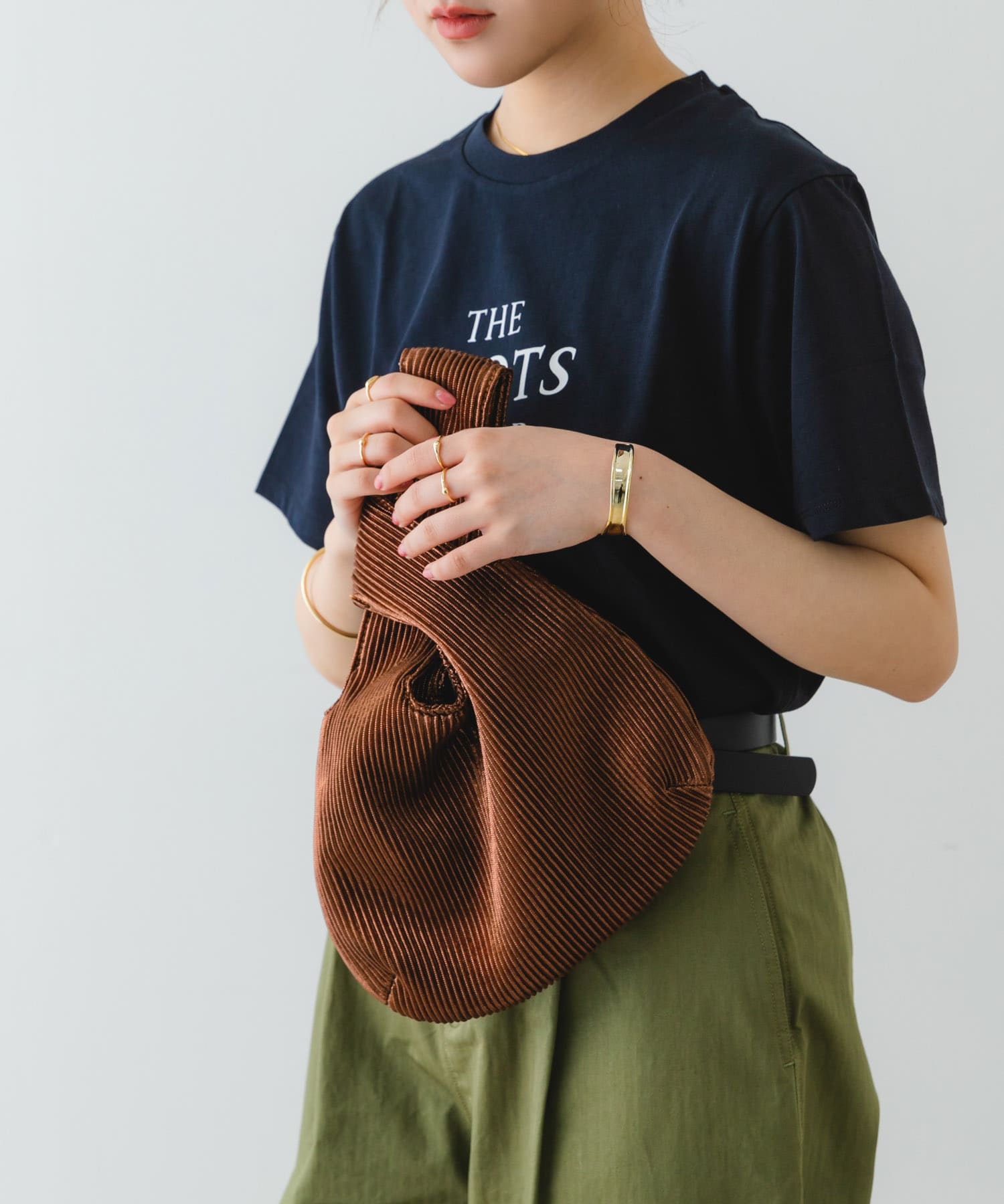 メタリックプリーツバッグ BROWN one
