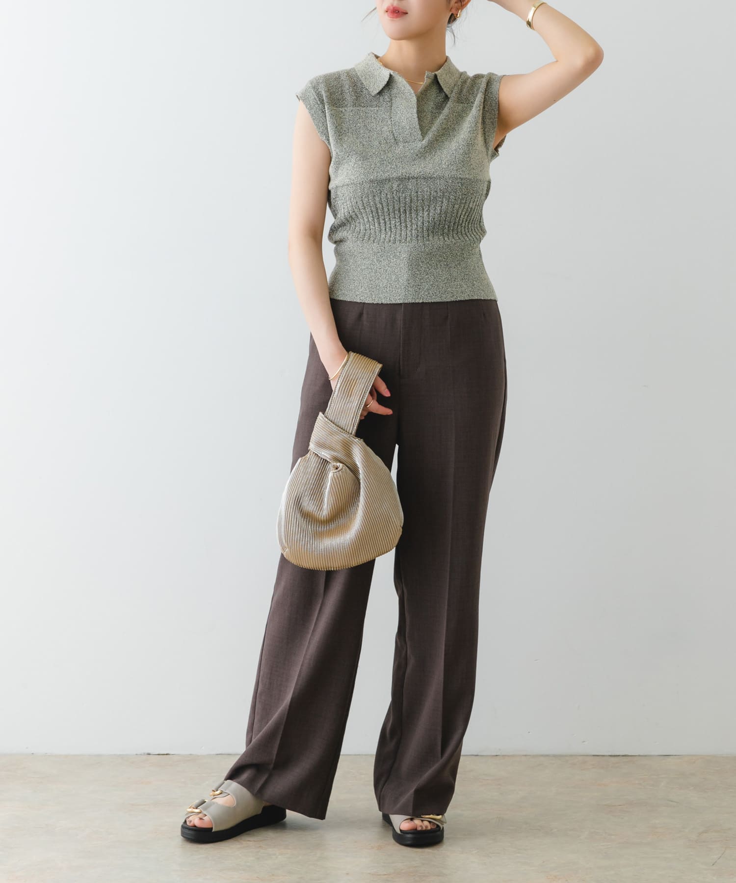 メタリックプリーツバッグ GOLD one