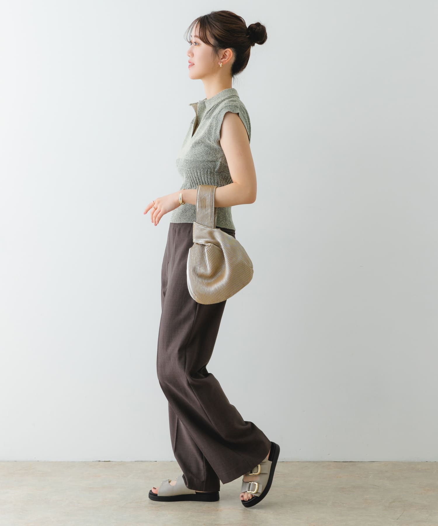 メタリックプリーツバッグ GOLD one