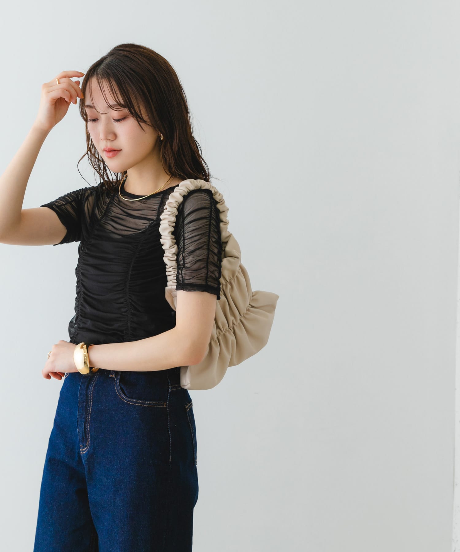 ダブルギャザーバッグ IVORY one