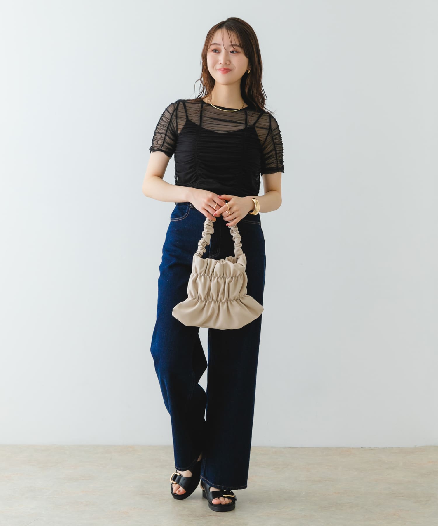 ダブルギャザーバッグ IVORY one