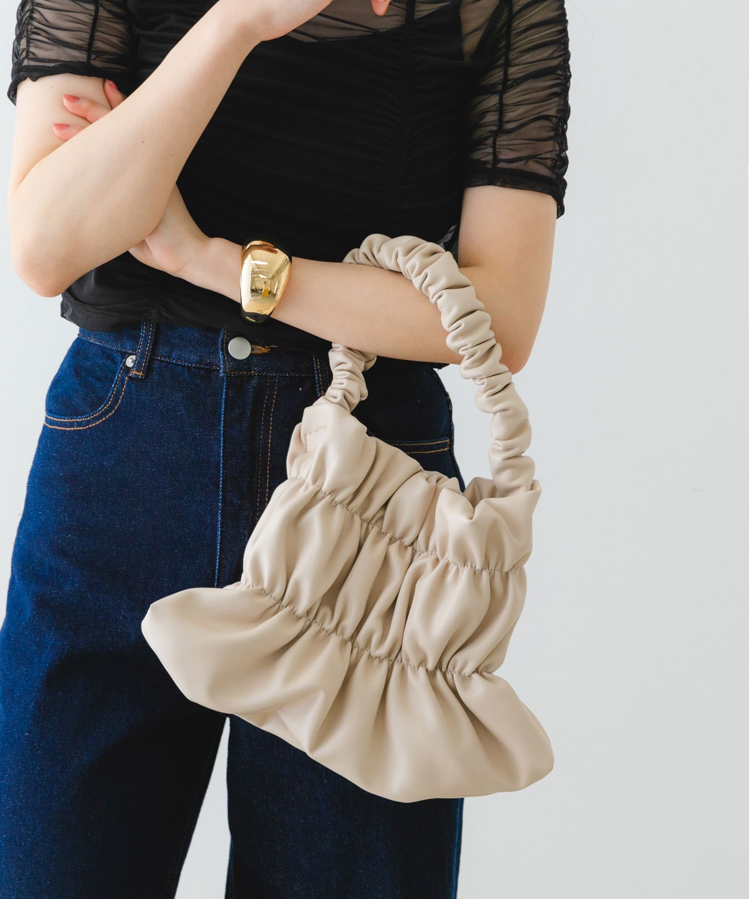 ダブルギャザーバッグ IVORY one