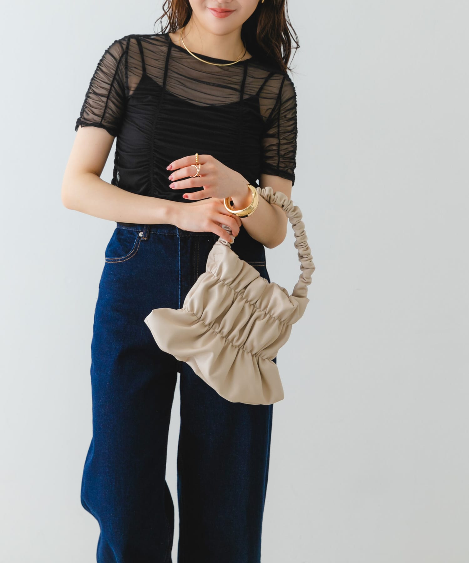 ダブルギャザーバッグ IVORY one