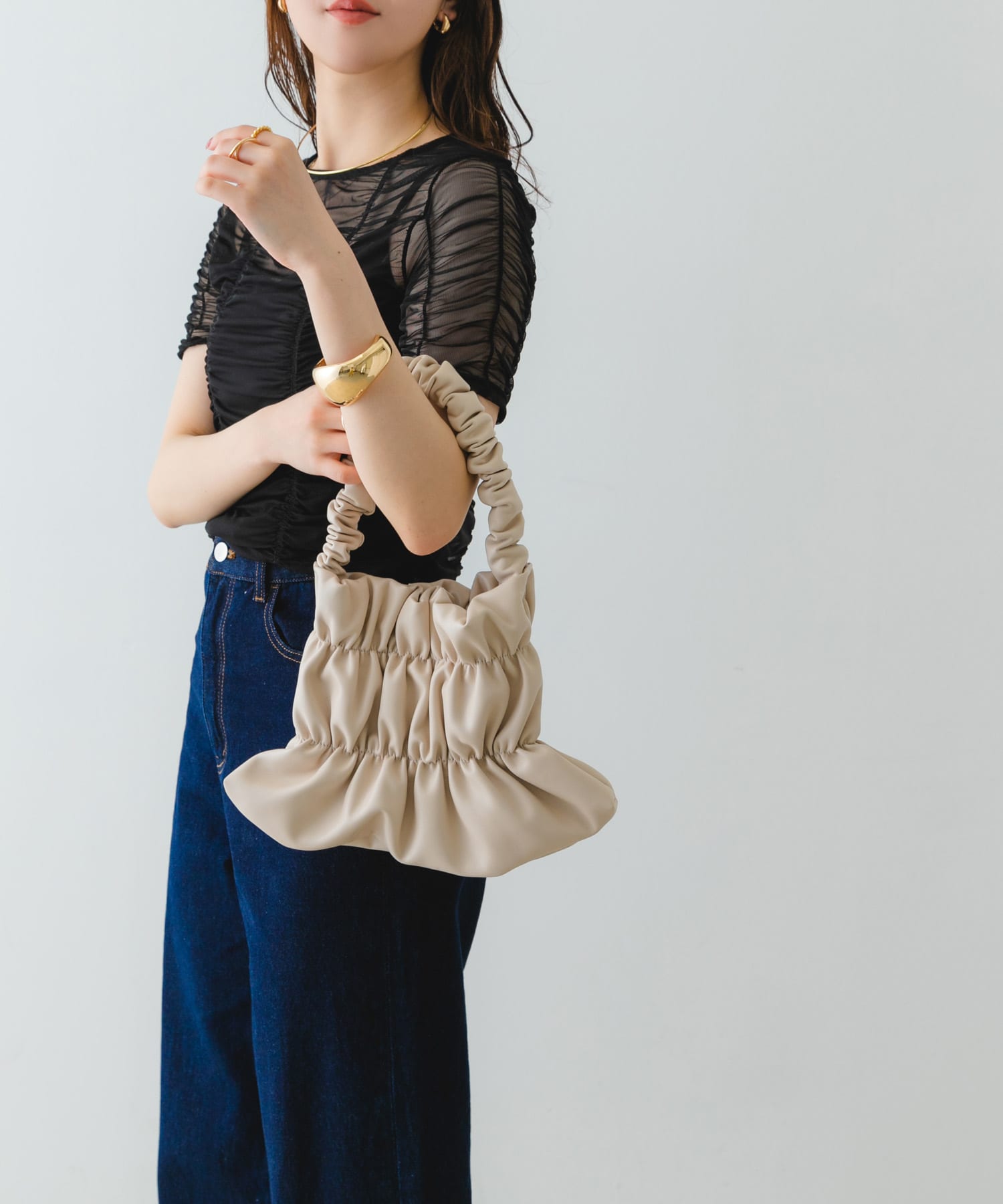 ダブルギャザーバッグ IVORY one