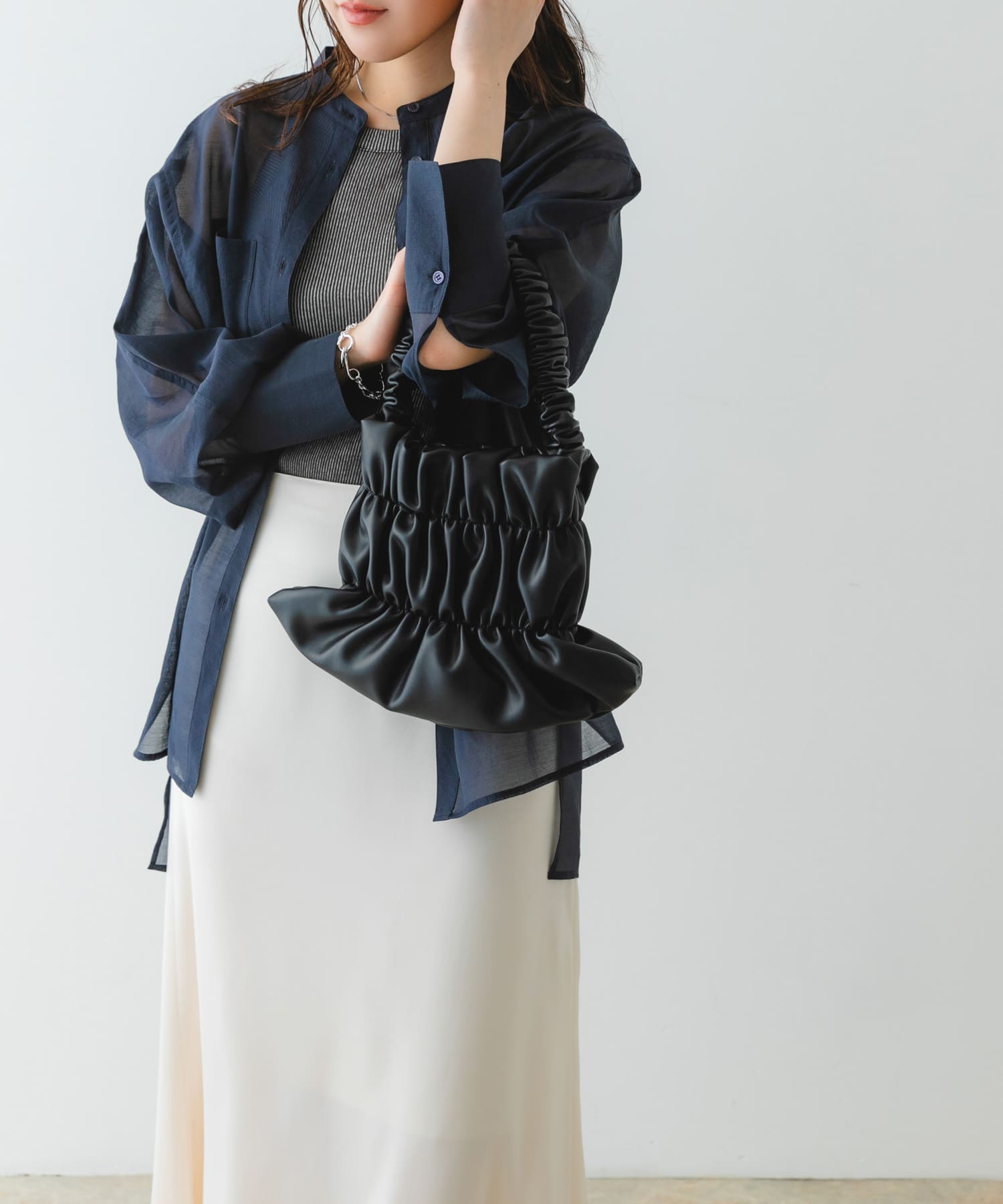 ダブルギャザーバッグ BLACK one