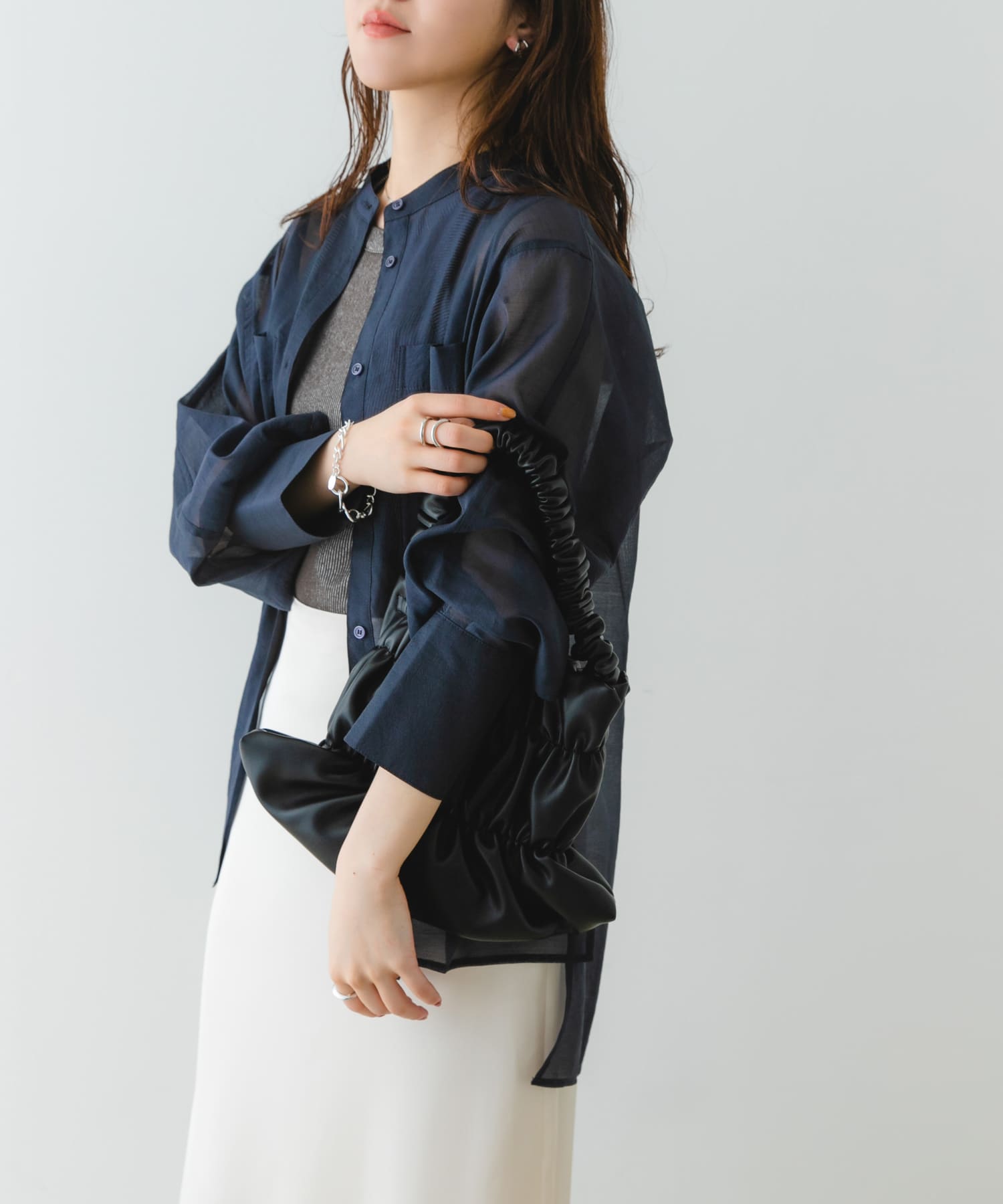 ダブルギャザーバッグ BLACK one