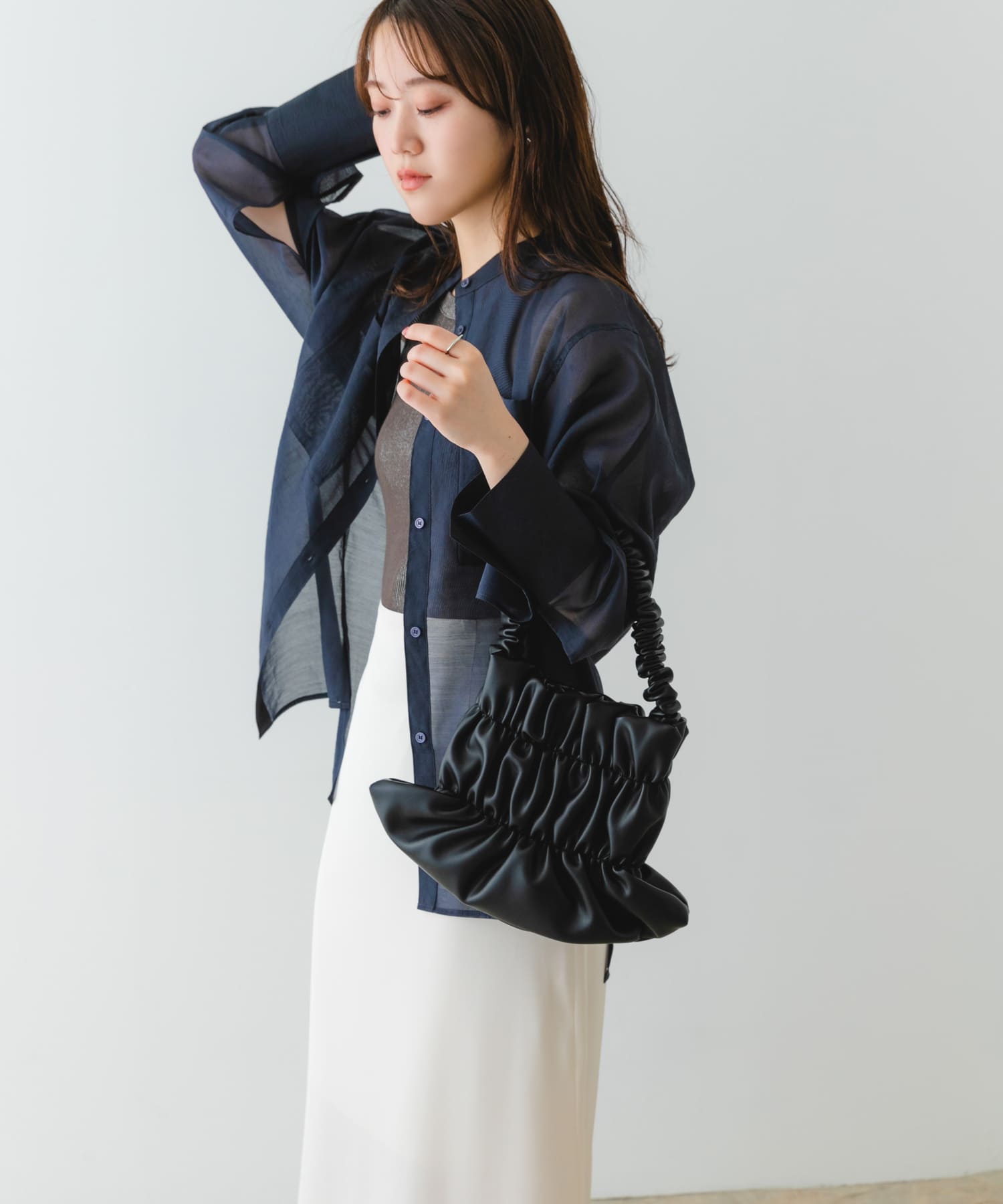 ダブルギャザーバッグ BLACK one