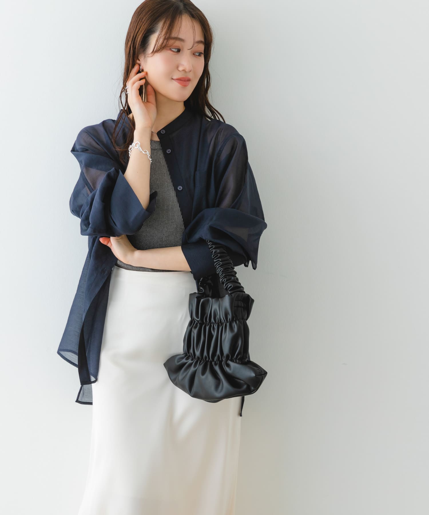 ダブルギャザーバッグ BLACK one