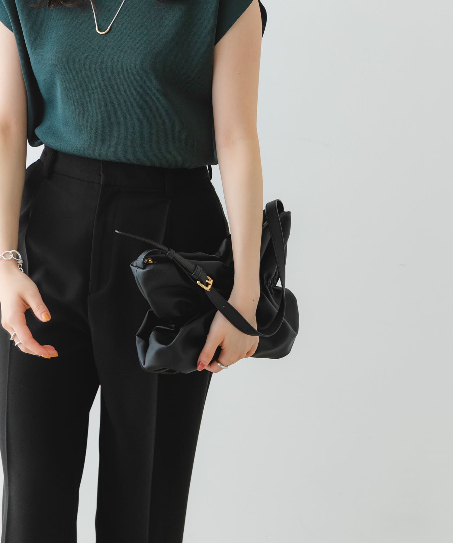シャーリングワンハンドルバッグ BLACK one