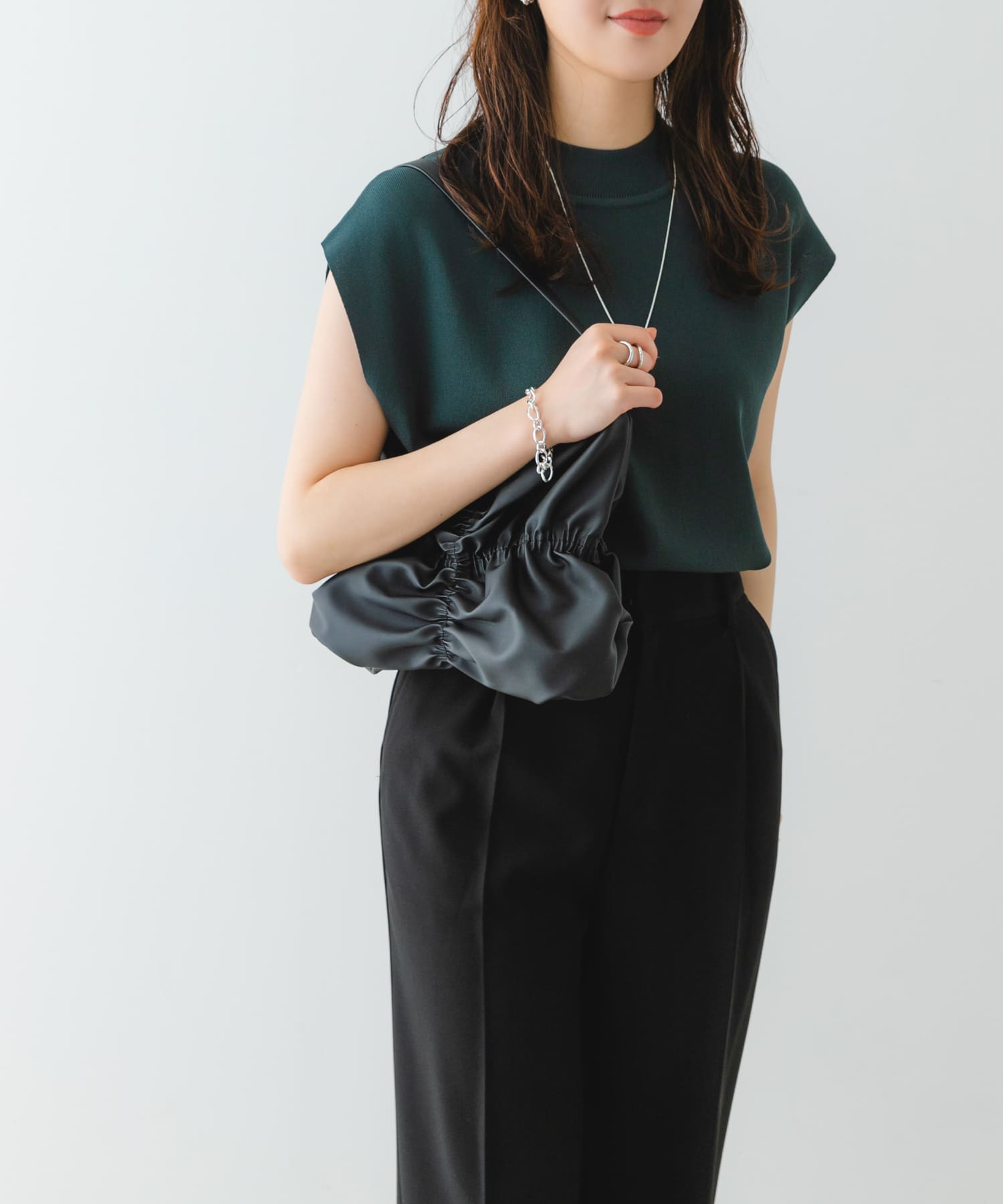 シャーリングワンハンドルバッグ BLACK one