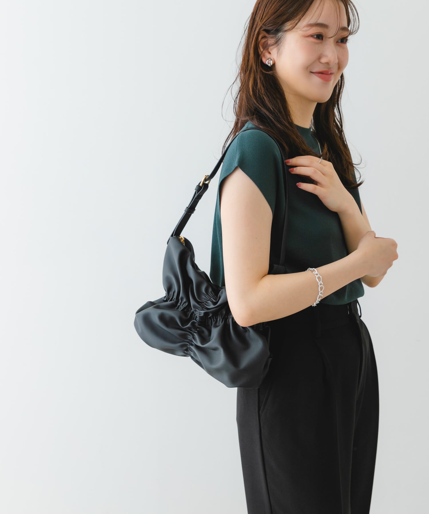 シャーリングワンハンドルバッグ BLACK one