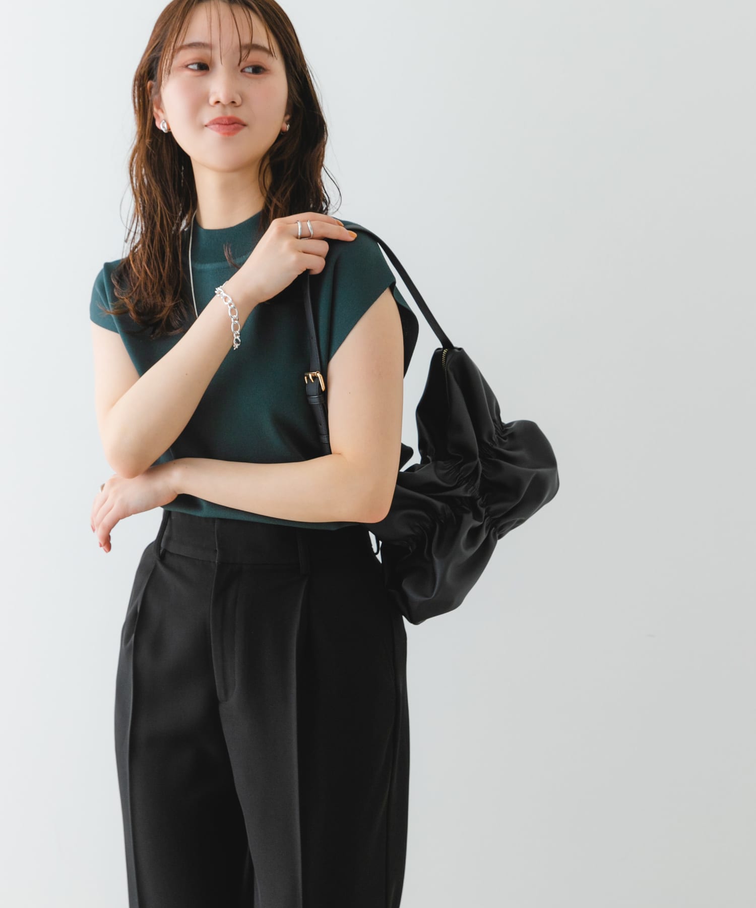 シャーリングワンハンドルバッグ BLACK one