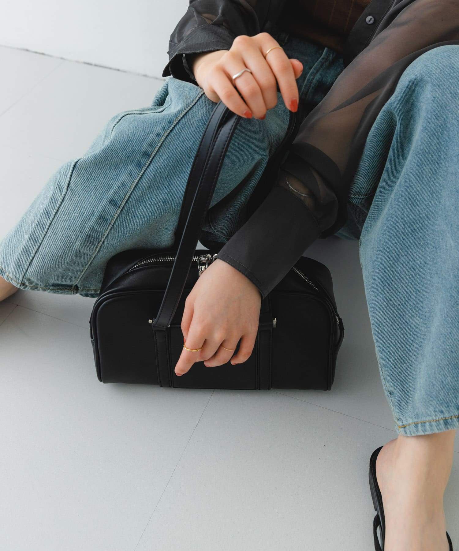 ヨコナガボストンバッグ BLACK one