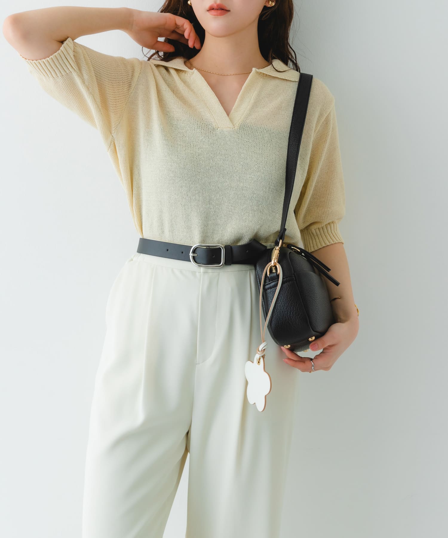プレーンショルダーバッグ BLACK one