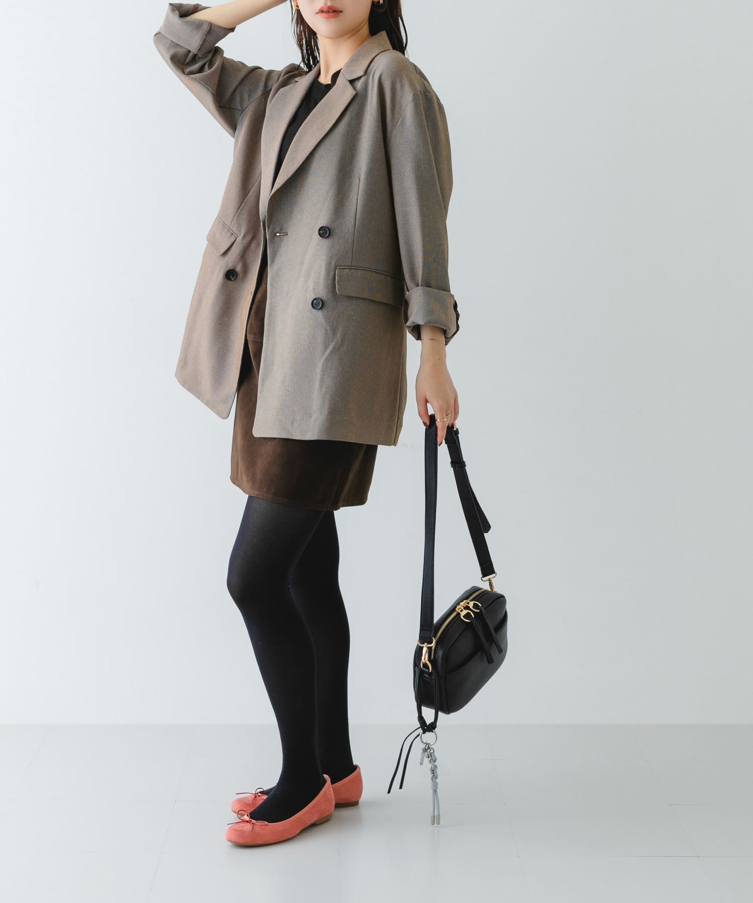 プレーンショルダーバッグ BLACK one